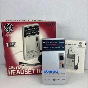 GE General Electric AM FM Stereo Headset Radio Model 7-1600B Vintage No Headphon